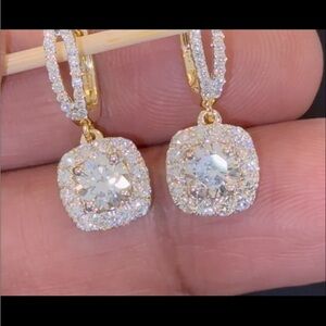 Stunning 2.55 carat, 14k yellow gold diamond dangle earrings!